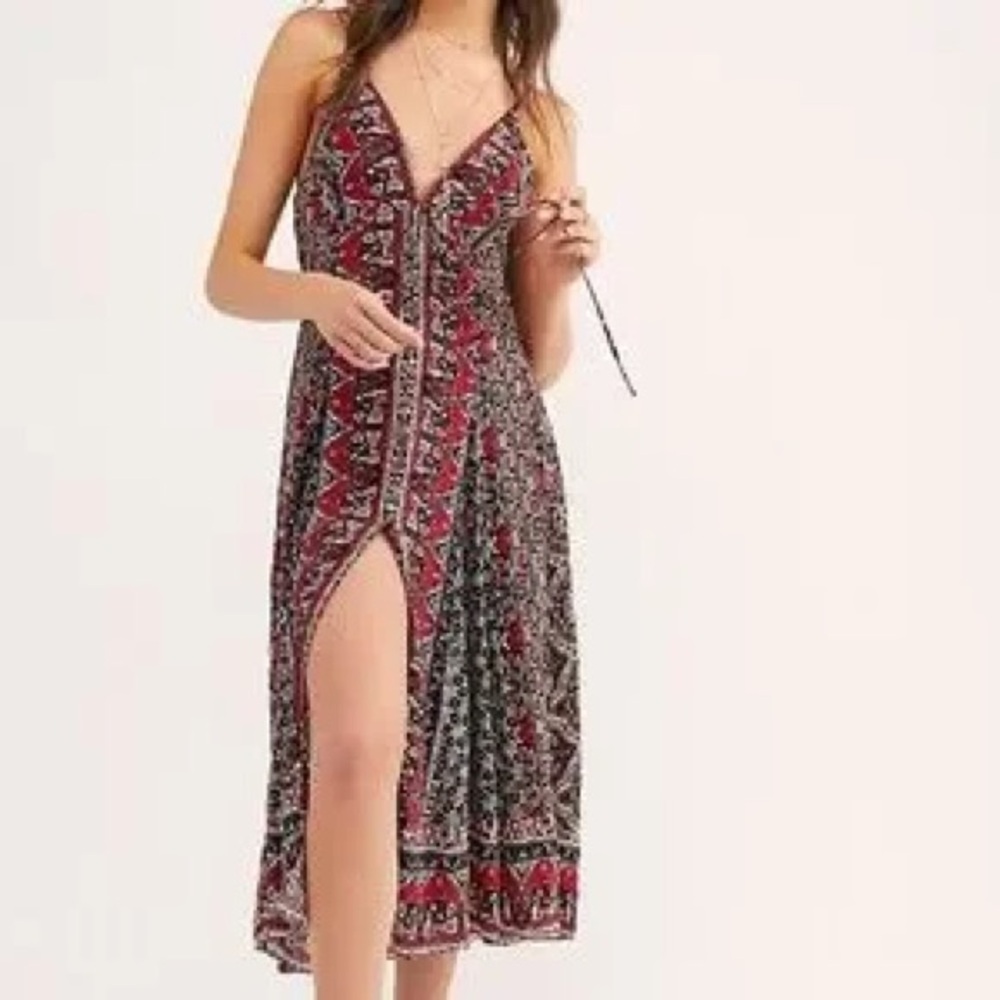 Free People Red and Black Patterned Dress/Tunic